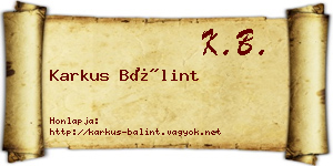 Karkus Bálint névjegykártya